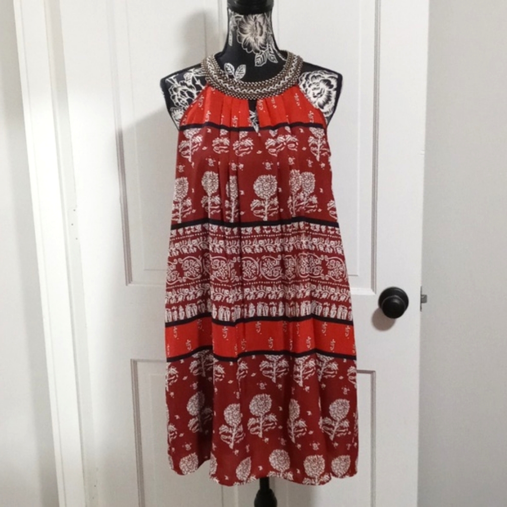 🆕️ ⚘️Ranna Gill (Anthropologie)⚘️ - Kaza Beaded Halter Swing Dress